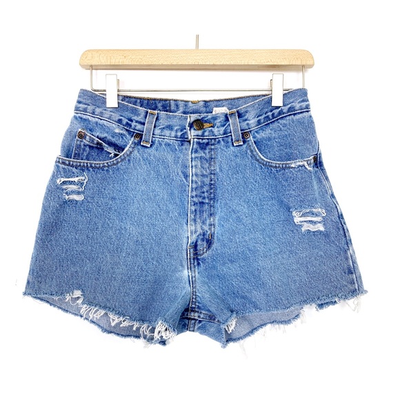Vintage Pants - Vintage high waisted cutoff jean shorts blue
